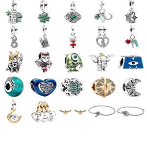 Nouvelle séries de boucles d'oreille en argent sterling populaires Décoration de chaîne de lune avec un pendentif d'amour pour le bracelet pandore bricolage bijoux pour femmes bijoux