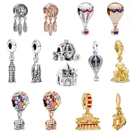 Nuevos y populares globos europeos de plata esterlina 925, cuentas de construcción del castillo de la iglesia de Barcelona, adecuadas para la pulsera original de Pandora, joyería de moda para mujer DIY