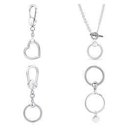 Nieuwe Populaire 925 Sterling Zilver Mode Europese Ronde Sleutelhanger Hanger Originele Vrouwelijke DIY Pandora Prachtige Ketting Opknoping Sieraden Accessoires Charm kralen