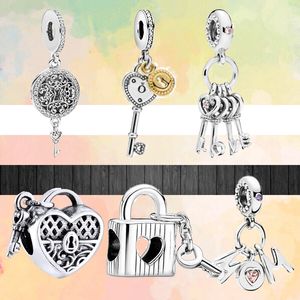 nieuwe populaire 925 sterling zilveren sleutel serie hanger mode holle kralen geschikt voor primitieve pandora bedelarmbanden diy vrouwelijke europese sieraden