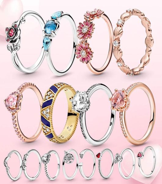 Nuevo popular popular 925 Sterling Silver Rings Rose Lustre Joya Fashion Beauty and Beast Accesorios de boda de estilo europeo y americano6621102