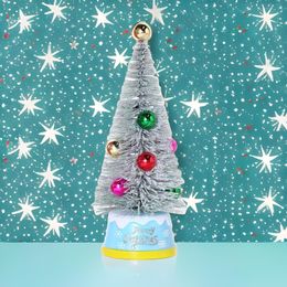 Mini arbre de noël en sisal givré artificiel, nouveau populaire, décoration d'hiver à faire soi-même, artisanat de fête à domicile, 96 par boîte