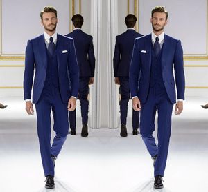 Nuevo Popular azul mejor hombre novio vestido de boda trajes de hombre, excelente traje de actividad empresarial para hombres traje para fiesta de graduación (chaqueta + pantalones + chaleco)