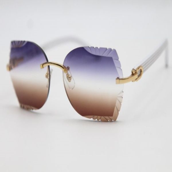 Nouveau populaire lentille sculptée optique 8200762A lunettes de soleil sans monture unisexe mélange de métal blanc importation lunettes de planche de haute qualité lunettes de soleil274A