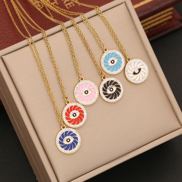 Nouveau populaire coloré émail mauvais œil pendentif collier mode femmes bijoux pour cadeau