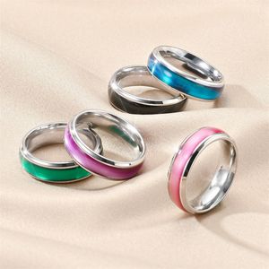 Nuevo anillo de dedo esmaltado colorido popular del acero inoxidable para la venta al por mayor