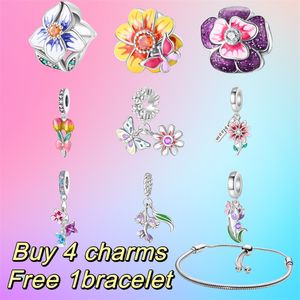 Nouveau bracelet de charme de créateur populaire, Classic Blue Pink Phantom Butterfly Creative Pendant Perles adaptées aux bracelets Pandoras, Boîte-cadeau de bijoux pour femmes en gros