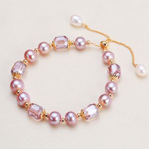 Nouveau Bracelet populaire en cristal d'améthyste de perles d'eau douce, bijoux de luxe pour femmes