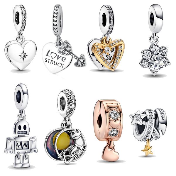 Nouveau populaire véritable argent sterling 925 paix et amour pendentif perles pour bracelet à breloques Pandora bijoux originaux pour femmes, boîte Pandora gratuite