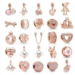 Nouvelle collection populaire de haute qualité en argent sterling 925 perles de collection en or rose arc coeur perles adaptées à la fabrication d'accessoires de bijoux Pandora originaux