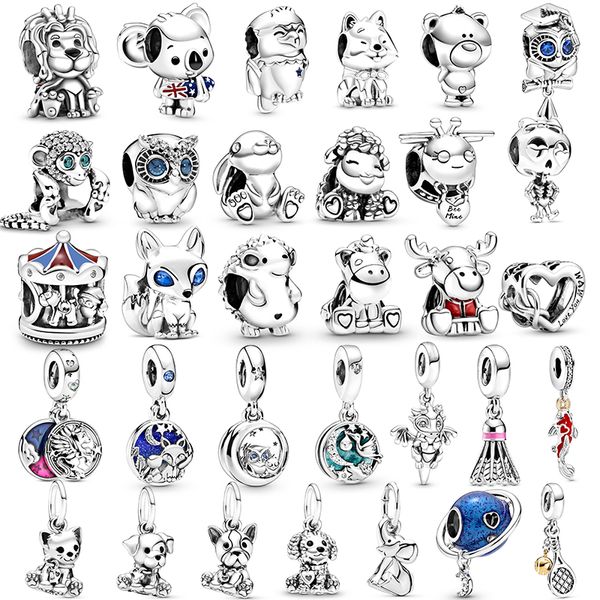 Neue beliebte hochwertige 925 Sterling Silber Koala Löwe Fuchs Perle Charme für Original Pandora DIY Armband Halskette Frauen Schmuck Sonderangebot