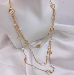 Nouveau réel réel gardien d'or à trois couches Collier de perle marque Chian Brand Gift7252486