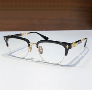 Lunettes optiques pop rétro pour hommes, style punk EVA, demi-monture carrée avec boîte en cuir, lentille transparente HD, qualité supérieure