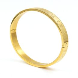 Nieuwe populaire Romeinse cijfers Open Bangle roestvrijstalen armbanden voor mannen vrouwen koppels geschenk298J