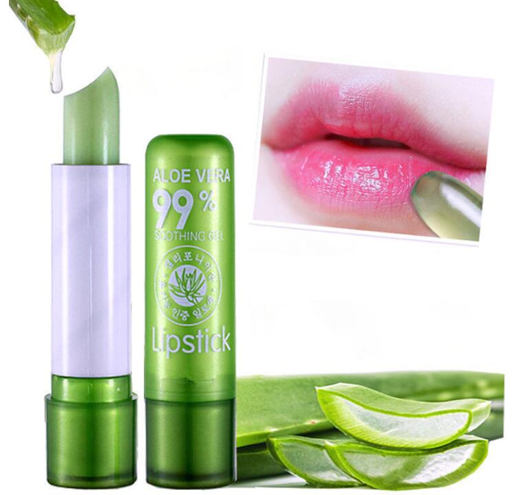 Nieuwe populaire waterdichte natuurlijke plant aloë gel lippenstift magie kleurtemperatuur verandering kleur aloë lippenstift vochtbescherming lip balsem