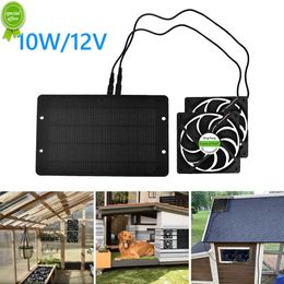 Nuevo Extractor de aire portátil de 10W y 12V con doble ventilador de escape Solar para oficina, exterior, casa de pollo para perros, invernadero, Panel Solar impermeable