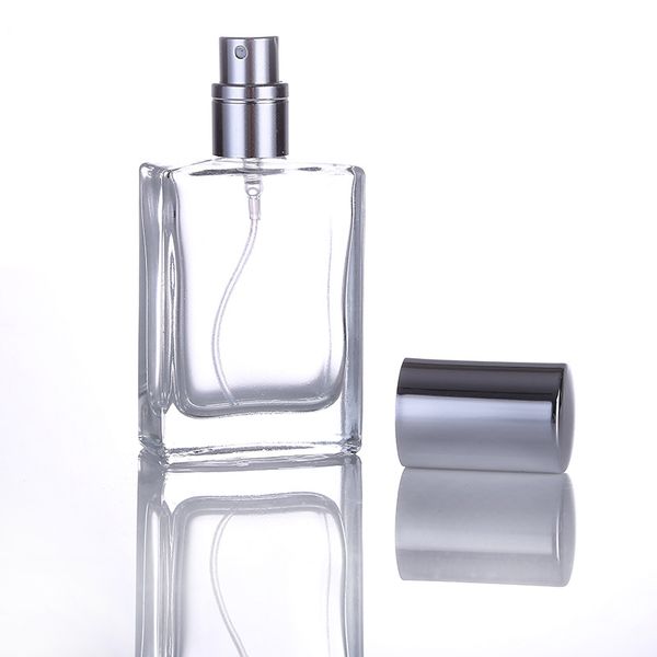 Nuevas botellas de perfume portátiles de vidrio transparente de 30 ml con atomizador dorado y plateado, atomizador en aerosol, botellas recargables, estuche de perfume vacío para cosméticos