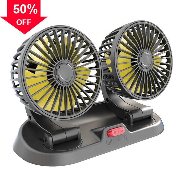 Nouveau ventilateur de refroidissement de voiture Portable 12V 24V USB Mini ventilateur de refroidissement à double tête réglable Auto ventilateur électrique refroidisseur accessoires de voiture universels