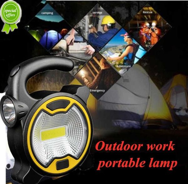 Nueva lámpara de trabajo COB portátil, linterna LED, foco de emergencia impermeable, reflector recargable para senderismo al aire libre, luz de Camping