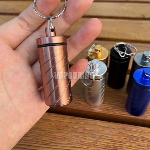 Nouveau Portable boîte en aluminium coloré fumer tabac à priser renifler renifleur anneau de doigt chaîne herbe tabac pilule cuillère télescopique Dabber bouteille de stockage cachette pot