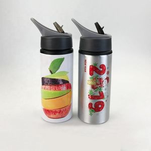 ¡¡Nuevo!! Botella de agua portátil para fotos, vaso recto de sublimación con mango de olécranon de aluminio de 600ml, deporte de viaje para escalada