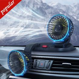 Nieuwe draagbare Dual Head Car Fan 360 graden rotatieauto Auto luchtkoelventilator USB Air Circulation ventilatoren voor dashboard 5V 12V