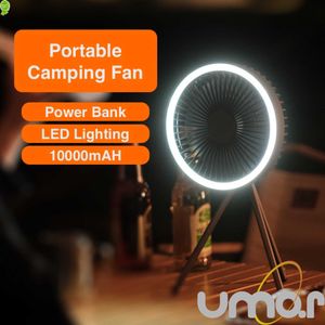 Nieuwe draagbare ventilator met Power Bank en LED -verlichting 10000 mAh mini -ventilator USB Beschikbare kleine airconditioningapparatuur Mini Fan