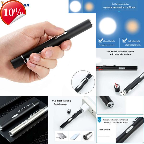 Nuevas linternas portátiles, linterna con luz para bolígrafo, recargable por USB, pequeña linterna brillante, linterna LED médica, miniantorcha, linterna de bolsillo con clip