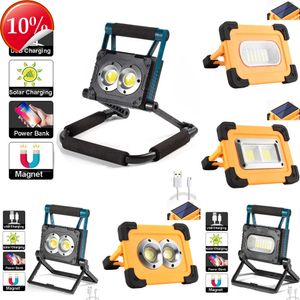 Nuevas linternas portátiles Luz de trabajo LED superbrillante Carga solar/USB Reflector LED Foco plegable Lámpara de trabajo Luz de camping Linterna reflectora