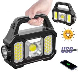 Nouvelles lanternes portables Super lumineuses, lumière forte, étanche, projecteur multifonction, lampe de poche solaire pour la maison, chargeur USB, lampe de camping au trésor