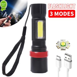 Nouvelles lampes de poche Led portables 3 modes USB Rechargeable Mini lampe de poche tactique avec batterie Camping en plein air randonnée torche lampe lanterne