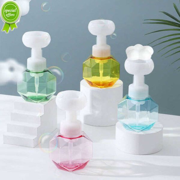 Nouveau Portable distributeur de savon liquide fleur forme mousse mousse pompe bouteille vide en plastique clair bouteille Gel douche mousse pompe bouteille