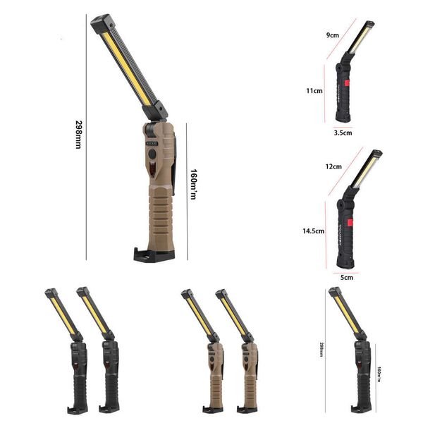 Nouvelle lumière magnétique portable USB rechargeable COB LED pliable pliable flexible Lampe d'urgence d'urgence des lumières de travail