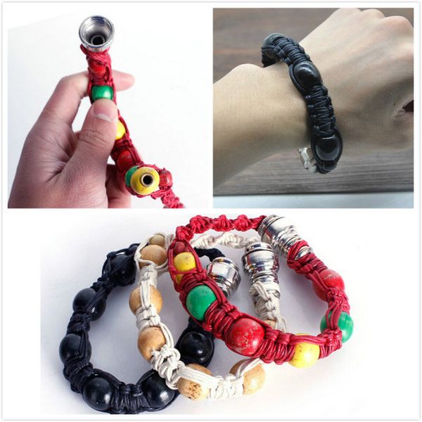 Nouveau Bracelet en métal Portable, Pipe à fumer, Pipe Rasta de la jamaïque, 3 couleurs, accessoires pour fumer, cadeau pour hommes et femmes, K017