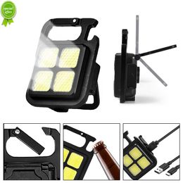Nouveau Portable Mini LED porte-clés lampe de poche USB Rechargeable lampe de travail avec tire-bouchon étanche Camping en plein air pêche lampe torche