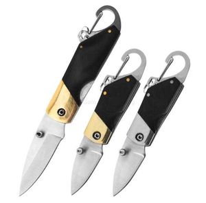 Nouveau Portable Mini couteau de poche porte-clés couteau pliant survie en plein air EDC outils lame en acier inoxydable manche en bois tactique Camping chasse couteaux Alkingline