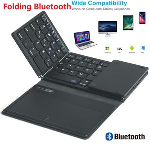 NIEUW PROTABLE MINI DRIE DRIE FOLEK BLUetooth Toetsenbord Draadloos opvouwbaar Touchpad -toetsenbord voor iOS -telefoon Android Windows iPad Tablet