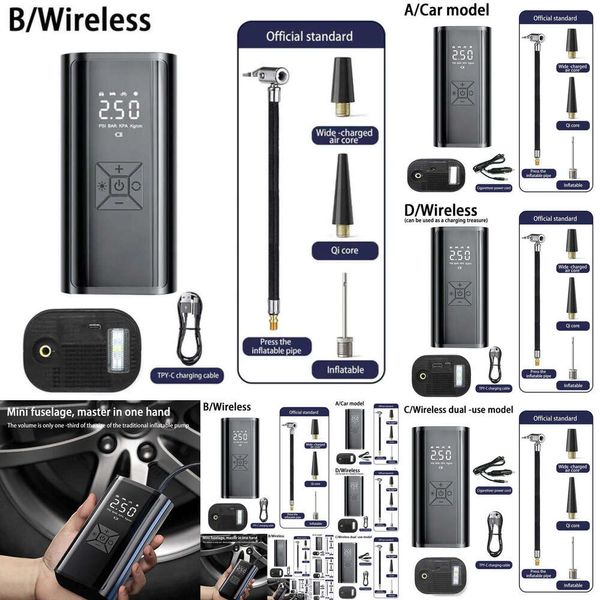 Nouvelle pompe portable 12V 6000mAh Iator de pneu compresseur d'air avec charge de téléphone mobile ajuste le bicycle de vélo de moto