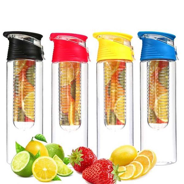 Nouvelles bouteilles d'eau de Sport portables, infuseur de fruits, tasse d'eau en plastique sans Bpa, bouteilles d'eau de 700ml avec filtre, secoueur de jus, tasse d'eau