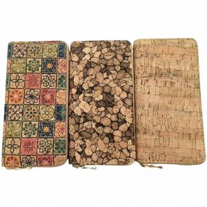 Nieuwe Portugal Tile Patroon Print Cork Wallet For Women LG Style Zipper Real Cork Leather Wallet Groothandel A6ZQ#