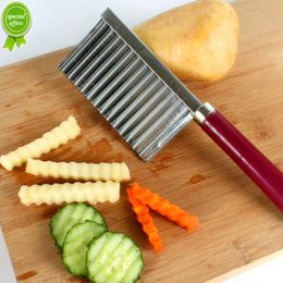 Couteau à bord ondulé pour pommes de terre, Gadget en acier inoxydable, outil de coupe de fruits et légumes, accessoires de cuisine, frites Hine