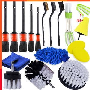 New Power Scrubber Drill Brushs Detailing Brush Set Pour Car Air Vents Jante Nettoyage Auto Brosse De Nettoyage Pour Tapis En Cuir Nettoyage