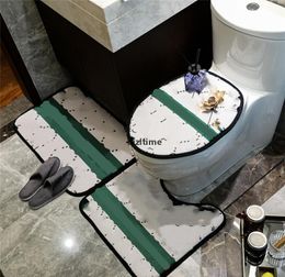 Nouveau ensemble de toilette pratique rétro blanc tapis de bain 3 pièces ensembles hôtel salle de bain tapis antidérapant famille salle de bain décoration tapis pour la maison