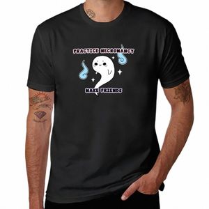 T-Shirt court noir pour hommes, nouvelle pratique de nécromancie, faites-vous des amis mignons, t-shirt blanc uni, 71BG #
