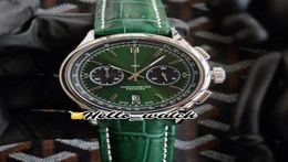 Nieuwe premier B01 Steel Case AB0118A11L1X1 VK QUARTZ Chronograph Mens Watch Stopwatch Green Dial Green Leather Riem horloges Hellow7985189