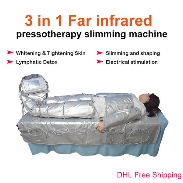 NUEVA máquina de adelgazamiento de drenaje linfático, presión de aire infrarrojo lejano ems 3 en 1 máquina de adelgazamiento corporal de drenaje linfático de presoterapia