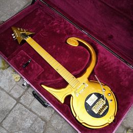 Nieuwe Prince Love Model Guitar Floyd Rose Big Tremolo Bridge Gold Hardware Custom Made Abstract Symbol Goldtop Guitars