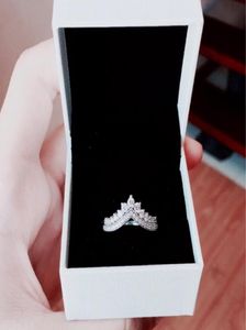 Nouvelle princesse Wish Ring Original Boîte pour 925 STERLING Silver Princess Wishbone Anneaux CZ Diamond Women Wedding Gift Ring2883874