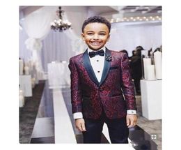 NIEUWE PRINT BOY TUXEDOS 2020 Eén knop sjaalsrapel Rapel op maat gemaakte jongen bruiloft pakken Tweede stuk Suits JacketPantstie9116902