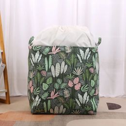 New Print Laundry Basket Portable Foldable Home Laundry Storage Bag Cotton Linen Hamper for Kids Toys Dirty Clothes Basket